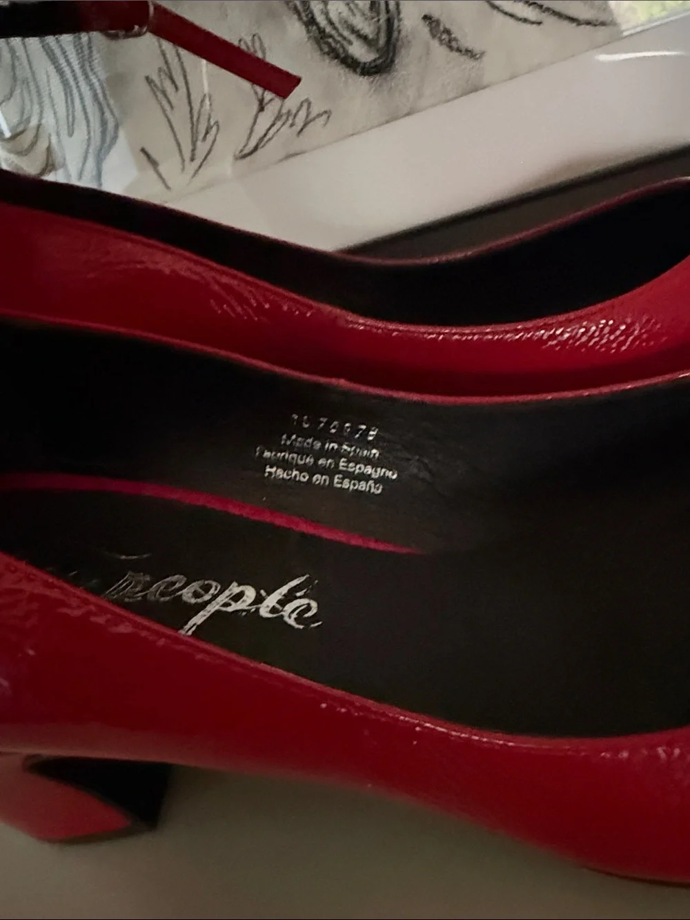 Free people Red Patent Low Block Heel Pumps with Ankle Strap - Women